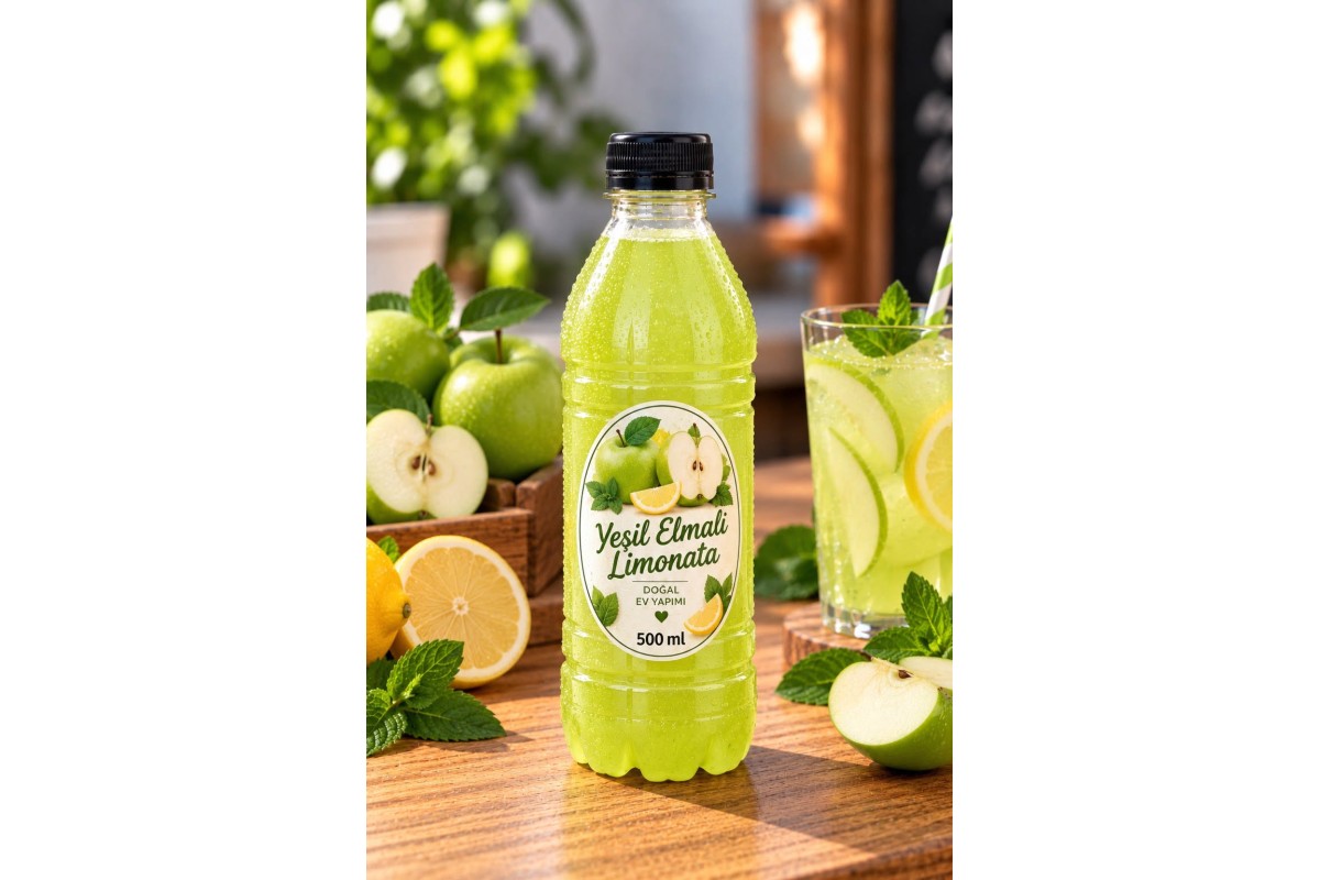 Ev Yapımı Yeşil Elma Aromalı Limonata 500 ml