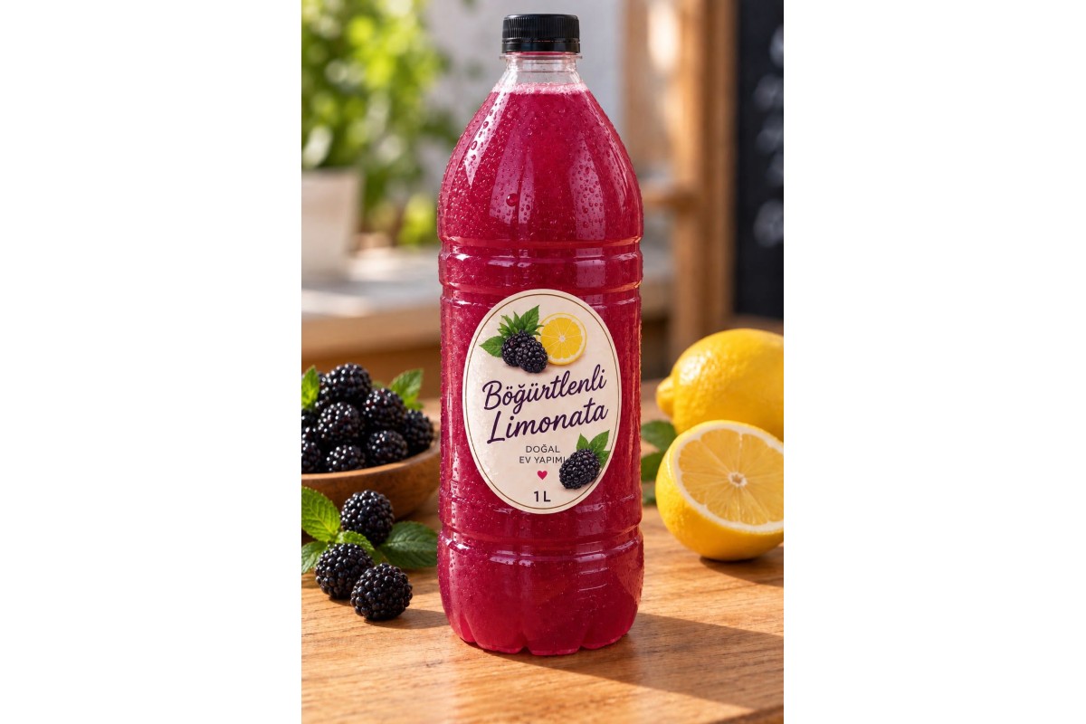 Ev Yapımı Böğürtlen Aromalı Limonata 1 Lt