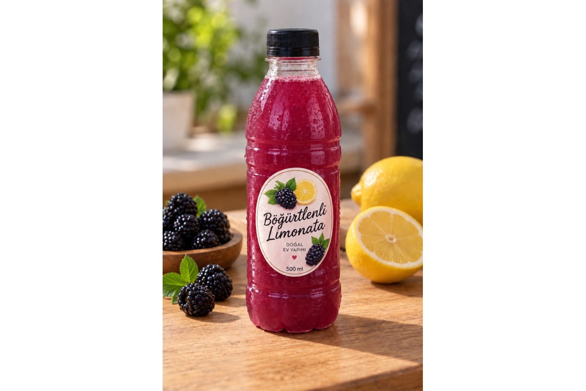 Ev Yapımı Böğürtlen Aromalı Limonata 500 ml