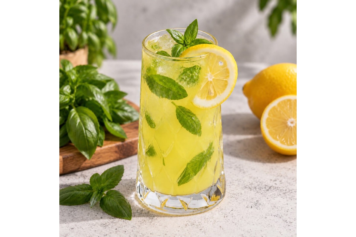 Ev Yapımı Fesleğen Aromalı Limonata 350 ml