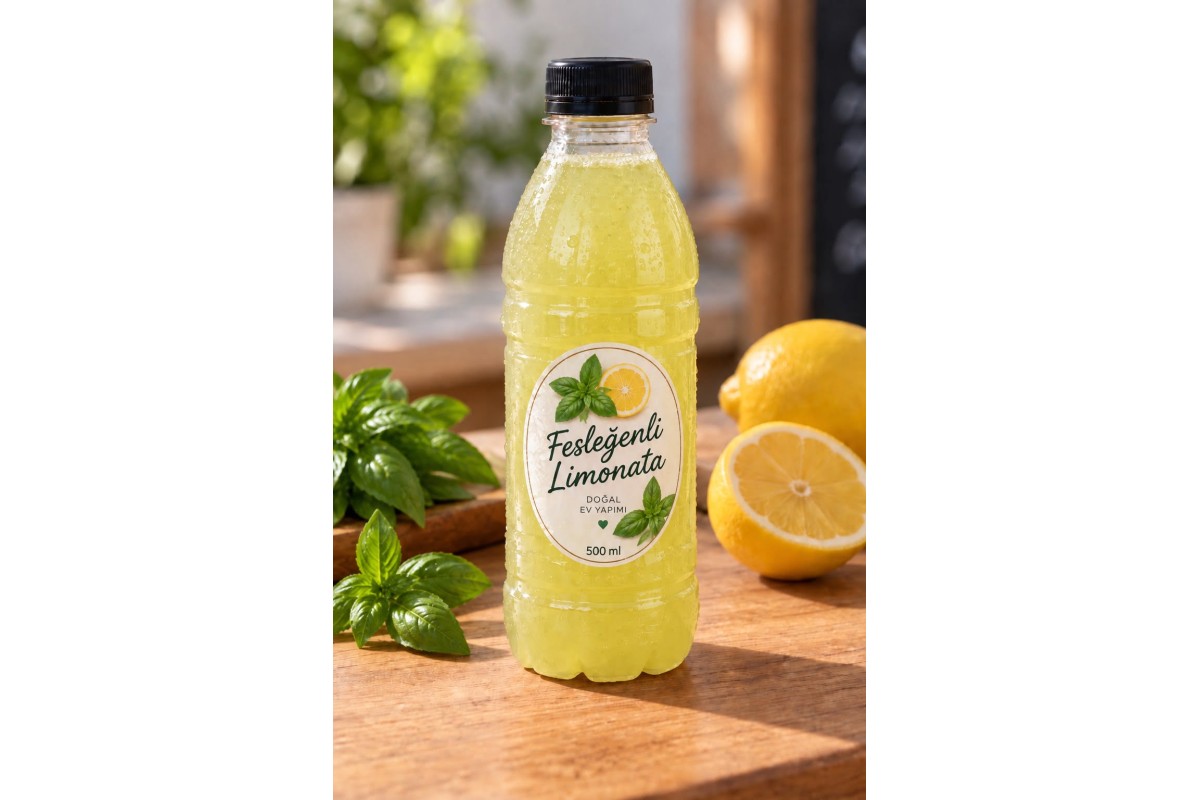 Ev Yapımı Fesleğen Aromalı Limonata 500 ml