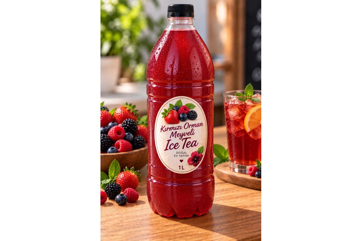 Ev Yapımı Kırmızı Orman Meyveli İce Tea 1 Lt