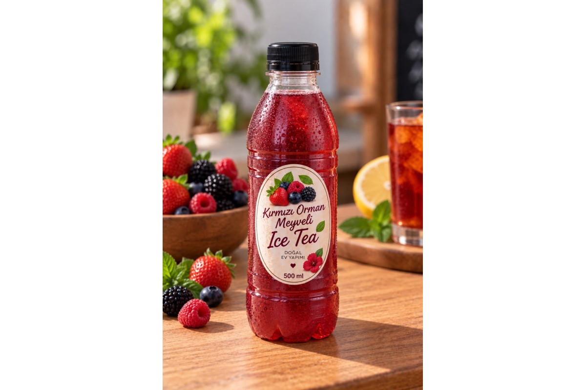 Ev Yapımı Kırmızı Orman Meyveli İce Tea 500 ml