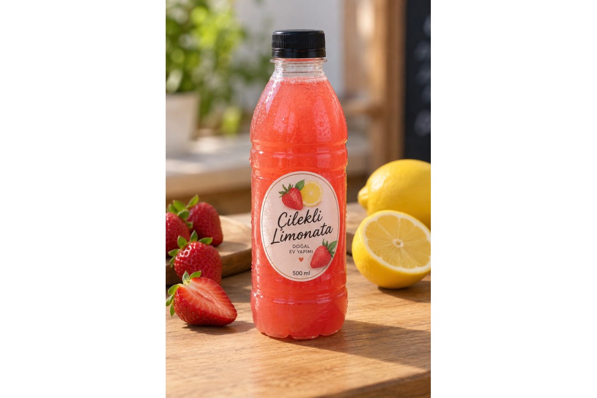 Ev Yapımı Çilek Aromalı Limonata 500 ml